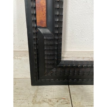 ANTICA CORNICE GUILLOCHE epoca 800 OLD LEGNO SCOLPITO EBANIZZATO 92X72cm RADICA