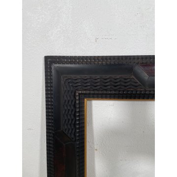 ANTICA CORNICE guillochè epoca 800 OLD LEGNO SCOLPITO EBANIZZATO 92X72cm RADICA