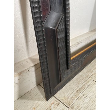ANTICA CORNICE guillochè epoca 800 OLD LEGNO SCOLPITO EBANIZZATO 92X72cm RADICA