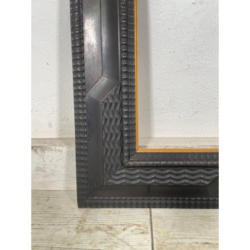 ANTICA CORNICE guillochè epoca 1800 OLD LEGNO SCOLPITO EBANIZZATO 92X72cm RADICA