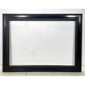 GRANDE ANTICA CORNICE GUILLOCHE epoca 800 LEGNO SCOLPITO EBANIZZATO 151 X 112 cm