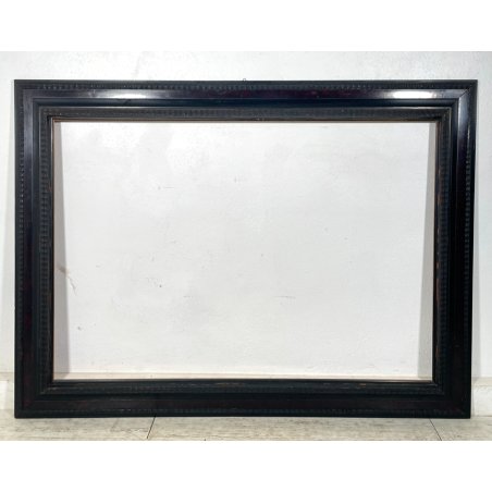 GRANDE ANTICA CORNICE GUILLOCHE epoca 800 LEGNO SCOLPITO EBANIZZATO 151 X 112 cm