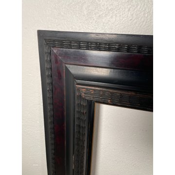 GRANDE ANTICA CORNICE GUILLOCHE epoca 800 LEGNO SCOLPITO EBANIZZATO 151 X 112 cm