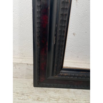 GRANDE ANTICA CORNICE GUILLOCHE epoca 800 LEGNO SCOLPITO EBANIZZATO 151 X 112 cm