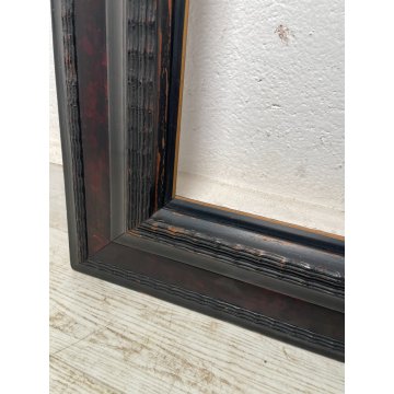 GRANDE ANTICA CORNICE GUILLOCHE epoca 800 LEGNO SCOLPITO EBANIZZATO 151 X 112 cm