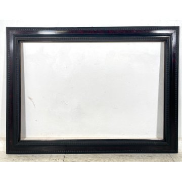 ENORME ANTICA CORNICE GUILLOCHE epoca 800 LEGNO SCOLPITO EBANIZZATO 151 X 112 cm