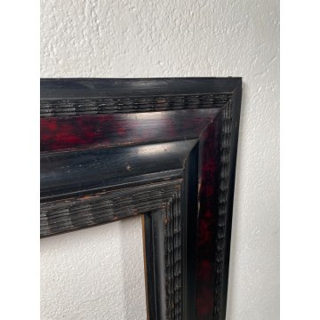 ENORME ANTICA CORNICE GUILLOCHE epoca 800 LEGNO SCOLPITO EBANIZZATO 151 X 112 cm