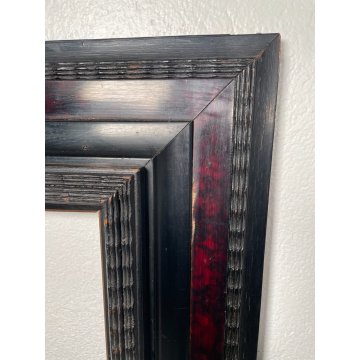 ENORME ANTICA CORNICE GUILLOCHE epoca 800 LEGNO SCOLPITO EBANIZZATO 151 X 112 cm