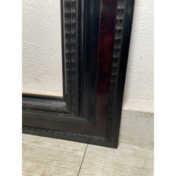 ENORME ANTICA CORNICE GUILLOCHE epoca 800 LEGNO SCOLPITO EBANIZZATO 151 X 112 cm