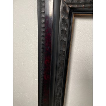 ENORME ANTICA CORNICE GUILLOCHE epoca 800 LEGNO SCOLPITO EBANIZZATO 151 X 112 cm