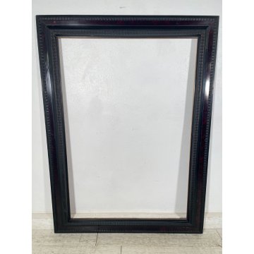 ENORME ANTICA CORNICE GUILLOCHE epoca 800 LEGNO SCOLPITO EBANIZZATO 151 X 112 cm