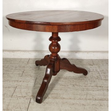 ANTICO TAVOLO SALOTTO ROTONDO ø 89 cm epoca 800 legno NOCE OLD WOOD TABLE pranzo
