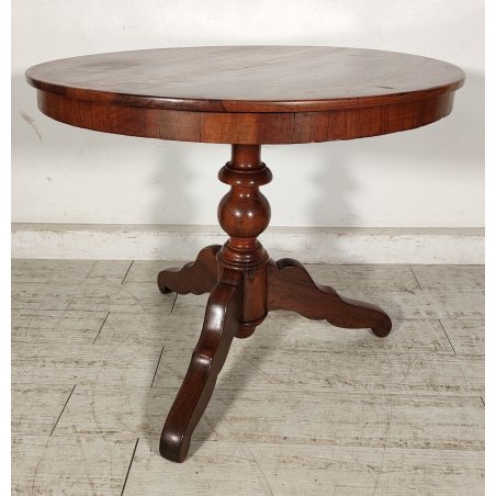 ANTICO TAVOLO SALOTTO ROTONDO ø 89 cm epoca 800 legno NOCE OLD WOOD TABLE pranzo