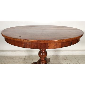 ANTICO TAVOLO SALOTTO ROTONDO ø 89 cm epoca 800 legno NOCE OLD WOOD TABLE pranzo