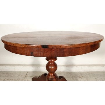ANTICO TAVOLO SALOTTO ROTONDO ø 89 cm epoca 800 legno NOCE OLD WOOD TABLE pranzo