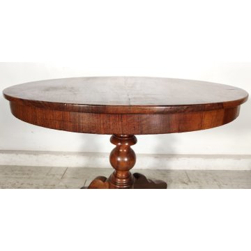 ANTICO TAVOLO SALOTTO ROTONDO ø 89 cm epoca 800 legno NOCE OLD WOOD TABLE pranzo