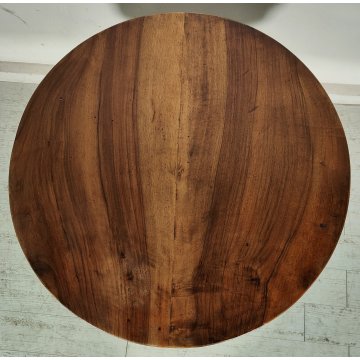 ANTICO TAVOLO SALOTTO ROTONDO ø 89 cm epoca 800 legno NOCE OLD WOOD TABLE pranzo