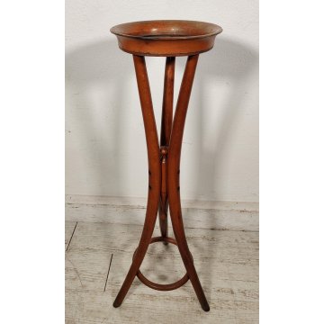 ANTICO TRESPOLO PORTA VASO legno faggio EPOCA 900 STILE THONET treppiede STATUA