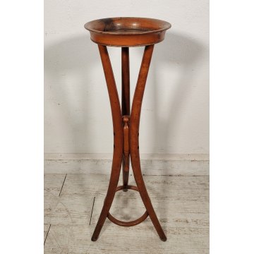 ANTICO TRESPOLO PORTA VASO legno faggio EPOCA 900 STILE THONET treppiede STATUA