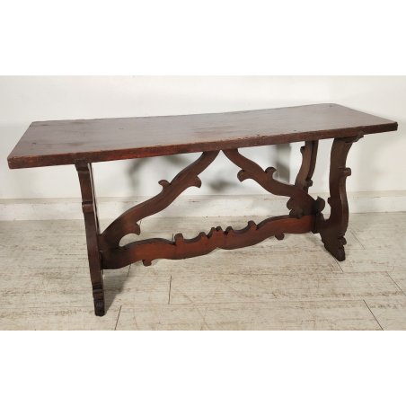 ANTICO TAVOLO a LIRA FRATINO epoca 1800 TAVOLINO LEGNO NOCE consolle RETTANGOLO
