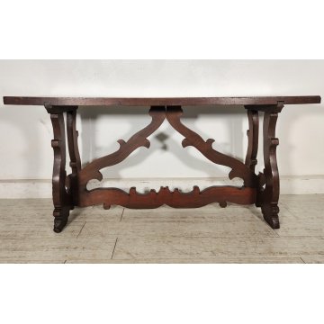 ANTICO TAVOLO a LIRA FRATINO epoca 1800 TAVOLINO LEGNO NOCE consolle RETTANGOLO