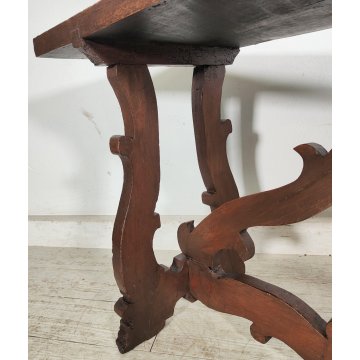 ANTICO TAVOLO a LIRA FRATINO epoca 1800 TAVOLINO LEGNO NOCE consolle RETTANGOLO