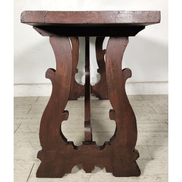 ANTICO TAVOLO a LIRA FRATINO epoca 1800 TAVOLINO LEGNO NOCE consolle RETTANGOLO