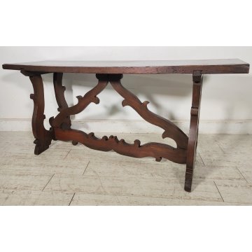 ANTICO TAVOLO a LIRA FRATINO epoca 1800 TAVOLINO LEGNO NOCE consolle RETTANGOLO