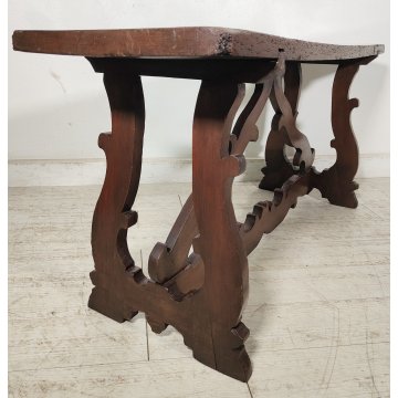 ANTICO TAVOLO a LIRA FRATINO epoca 1800 TAVOLINO LEGNO NOCE consolle RETTANGOLO