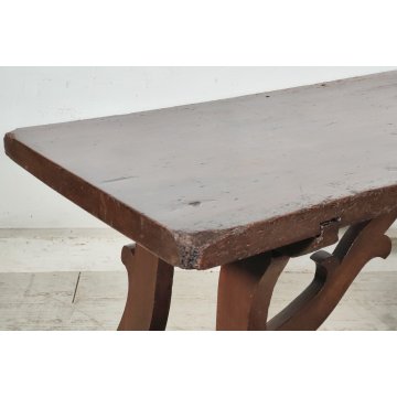 ANTICO TAVOLO a LIRA FRATINO epoca 1800 TAVOLINO LEGNO NOCE consolle RETTANGOLO