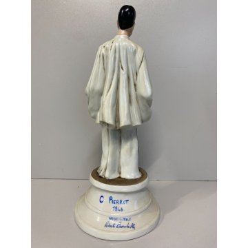 STATUINA FIGURA Pierrot 1846 PORCELLANA CAPODIMONTE Roberto Brambilla 30 cm/h