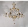 ANTICO LAMPADARIO PRIMI 1900 VETRO ORO MURANO FOGLIE 6 LUCI VENEZIA HANGING LAMP