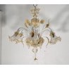 ANTICO LAMPADARIO PRIMI 1900 VETRO ORO MURANO FOGLIE 6 LUCI VENEZIA HANGING LAMP