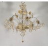 ANTICO LAMPADARIO PRIMI 1900 VETRO ORO MURANO FOGLIE 6 LUCI VENEZIA HANGING LAMP