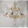 ANTICO LAMPADARIO PRIMI 1900 VETRO ORO MURANO FOGLIE 6 LUCI VENEZIA HANGING LAMP