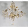 ANTICO LAMPADARIO PRIMI 1900 VETRO ORO MURANO FOGLIE 6 LUCI VENEZIA HANGING LAMP