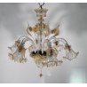 ANTICO LAMPADARIO PRIMI 1900 VETRO ORO MURANO FOGLIE 6 LUCI VENEZIA HANGING LAMP