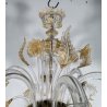 ANTICO LAMPADARIO PRIMI 1900 VETRO ORO MURANO FOGLIE 6 LUCI VENEZIA HANGING LAMP