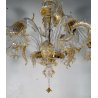 ANTICO LAMPADARIO PRIMI 1900 VETRO ORO MURANO FOGLIE 6 LUCI VENEZIA HANGING LAMP