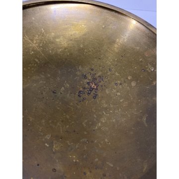 ANTICA BOWL CIOTOLA con PIEDE e COPERCHIO OTTONE OSSIDATO ART DECO ø 19,5 cm