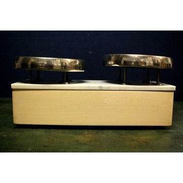 ANTICA BILANCIA 2 PIATTI CUCINA NEGOZIO PESA MARMO LEGNO FERRO Set 10 PESI '900