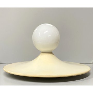 LAMPADA SOFFITTO PARETE Stilnovo DISCO DESIGN G. Gorgoni METALLO BIANCO ø 39cm