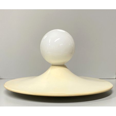 LAMPADA SOFFITTO PARETE Stilnovo DISCO DESIGN G. Gorgoni METALLO BIANCO ø 39cm