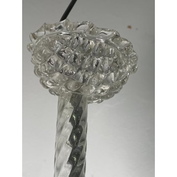 ANTICO LAMPADARIO BAROVIER & TOSO ANNI 40 VETRO MURANO FOGLIE TRASPARENTI OTTONE