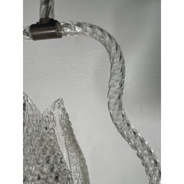 ANTICO LAMPADARIO BAROVIER & TOSO ANNI 40 VETRO MURANO FOGLIE TRASPARENTI OTTONE