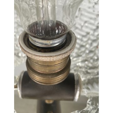 ANTICO LAMPADARIO BAROVIER & TOSO ANNI 40 VETRO MURANO FOGLIE TRASPARENTI OTTONE