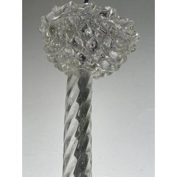 ANTICO LAMPADARIO BAROVIER & TOSO ANNI 40 VETRO MURANO FOGLIE TRASPARENTI OTTONE