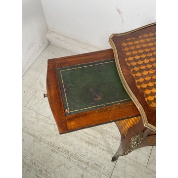 COPPIA COMODINI LUIGI XV LEGNO INTARSIATO EPOC 900 CASSETTI DECORI BRONZO DORATO