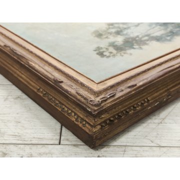 GRANDE ANTICO DIPINTO OLIO TAVOLA Gigi Comolli PAESAGGIO campagna SOLE ALBA