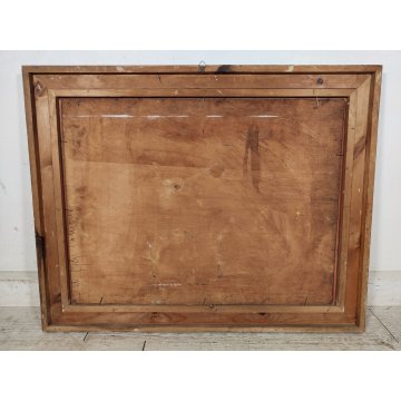 GRANDE ANTICO DIPINTO OLIO TAVOLA Gigi Comolli PAESAGGIO campagna SOLE ALBA